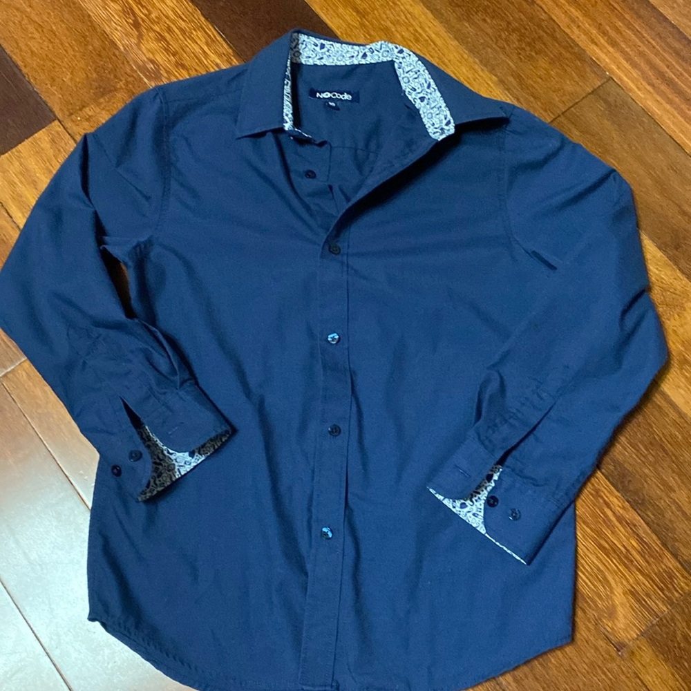 Boys Button Down Dress Shirt Navy Size 10